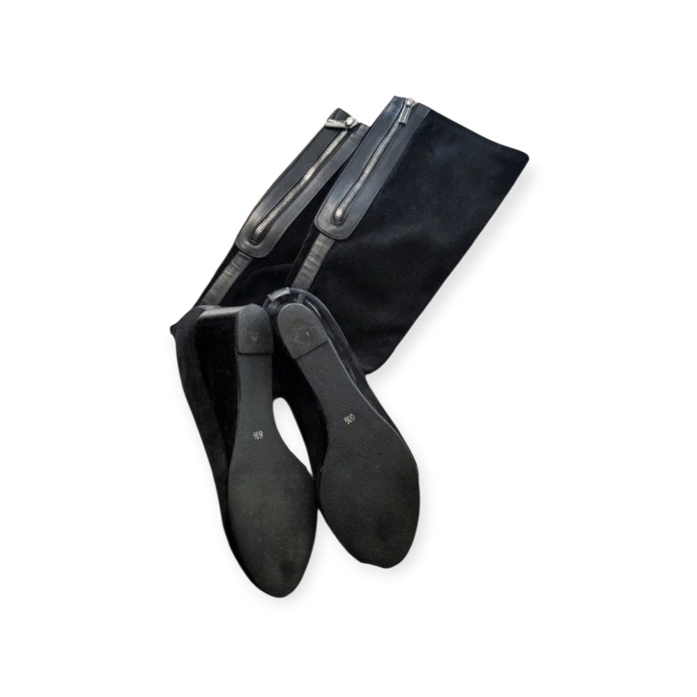 Aquatalia Black Suede Boots with Leather Toe - Picture 7 of 7